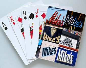 Custom Playing Cards featuring the name MIKE in actual sign photos; Personalized playing cards; Deck of cards; Poker; Card games