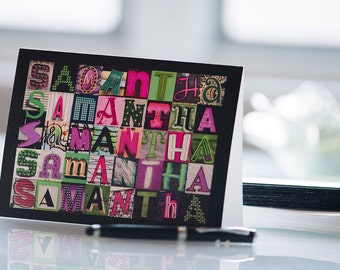 Personalizar escritorio con cualquier nombre en fotos de Letras de la señal del alfabeto; Sistema de tarjeta de nota en blanco; Efectos de escritorio de los niños; Papelería personalizada