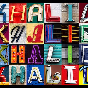 KHALID Personalized Poster featuring photos of letters from signs; Typography print; Wall decor; Custom wall art; Name poster
