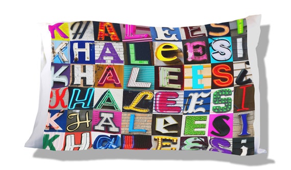 Personalized Pillow Case featuring MELANIE in sign letters; Custom pillowcases; Teen bedroom decor; Cool pillowcase; Bedding