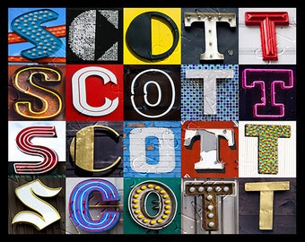 SCOTT Personalized Poster photos of letters from signs; Typography print; Wall decor; Custom wall art; Name poster
