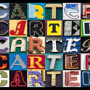 CARTER 看板のアルファベット文字の写真をフィーチャーしたパーソナライズされたポスター、タイポグラフィプリント、壁の装飾、カスタムウォールアート、名前のポスター