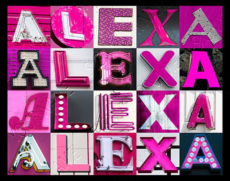ALEXA Personalized Poster Featuring Photos of Sign Letters; Typography ...
