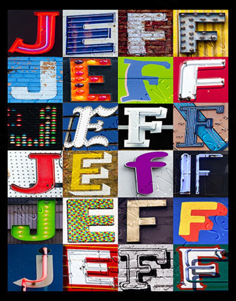 JEFF Personalized Poster Featuring Photos of Alphabet Letters From ...