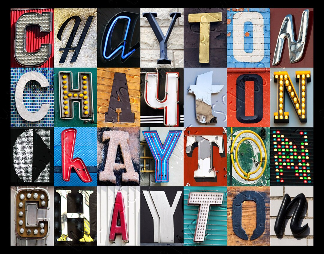 Personalized Poster Featuring CHAYTON in Photos of Alphabet Letters ...