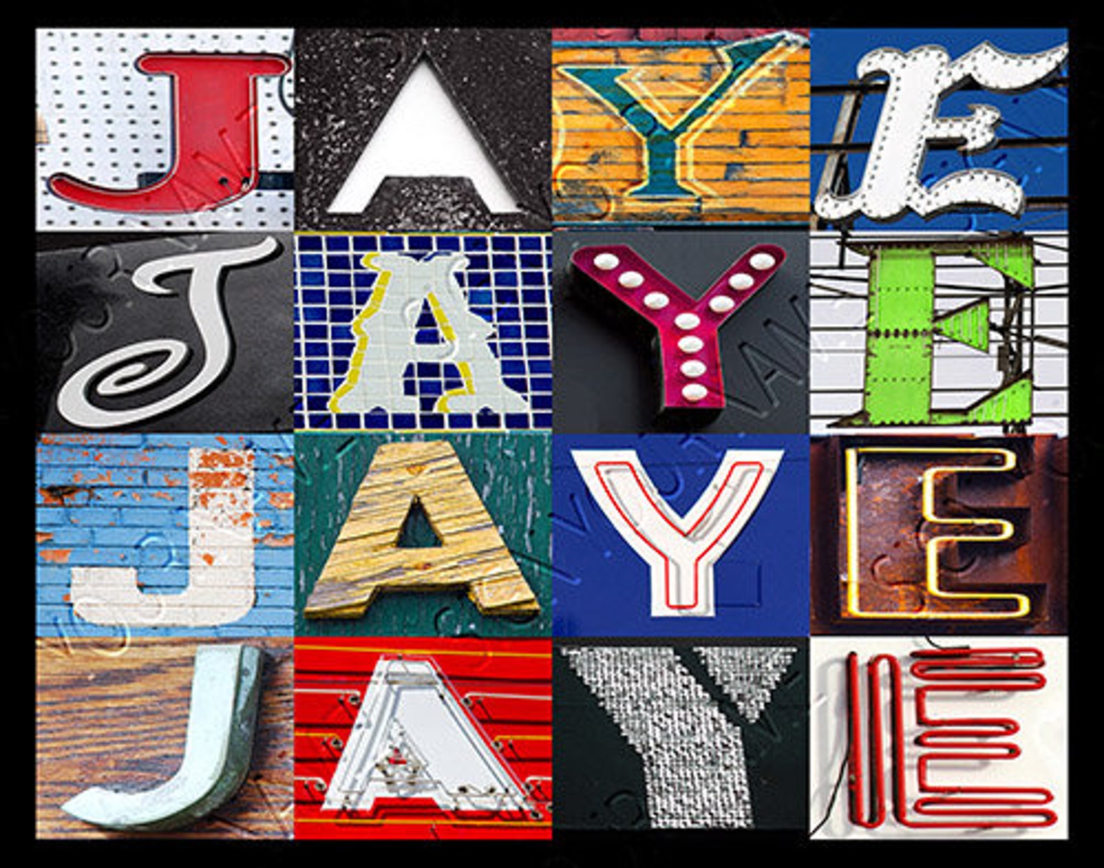 JAY or JAYE Personalized Poster Featuring Photos of Alphabet Letters ...