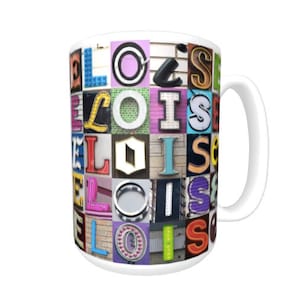 Personalized Coffee Mug featuring the name ELOISE in sign letter photos; Ceramic mug; Custom coffee cup; Gifts for coffee lovers