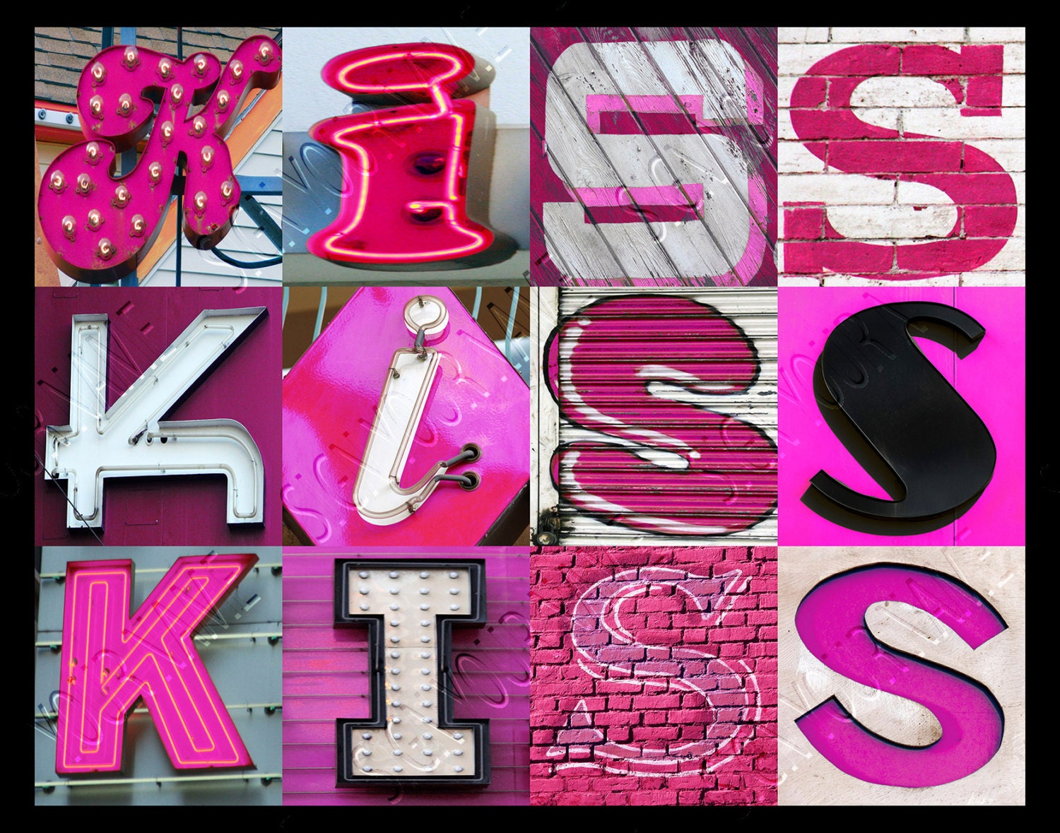 Personalized Poster featuring KISS in photos of PINK alphabet Etsy