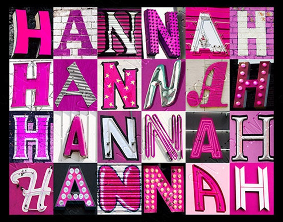 HANNAH, HANNA or HANA Personalized Poster Featuring Photos of