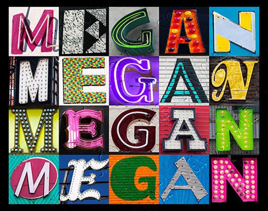 MEGAN, MEAGAN, or MEGHAN Personalized Poster Featuring Photos of