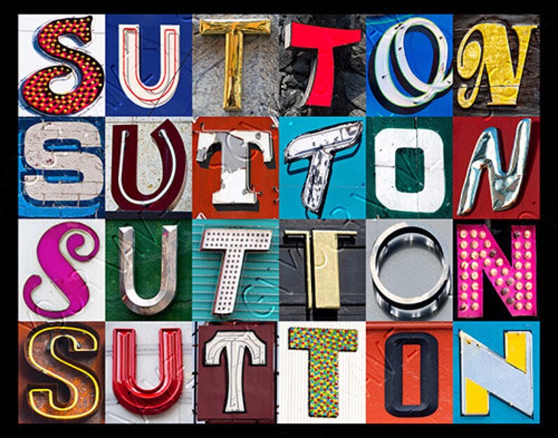 Cursive Sutton SUTTON Personalized Poster Featuring Photos of Letters From Signs ...