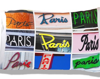 Personalized Pillow Case featuring PARIS in sign photos; Custom pillow cases; Teen bedroom decor; Cool pillow case; Personalised bedding