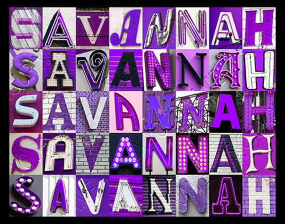 SAVANNAH Personalized Poster Featuring Photos of Sign Letters