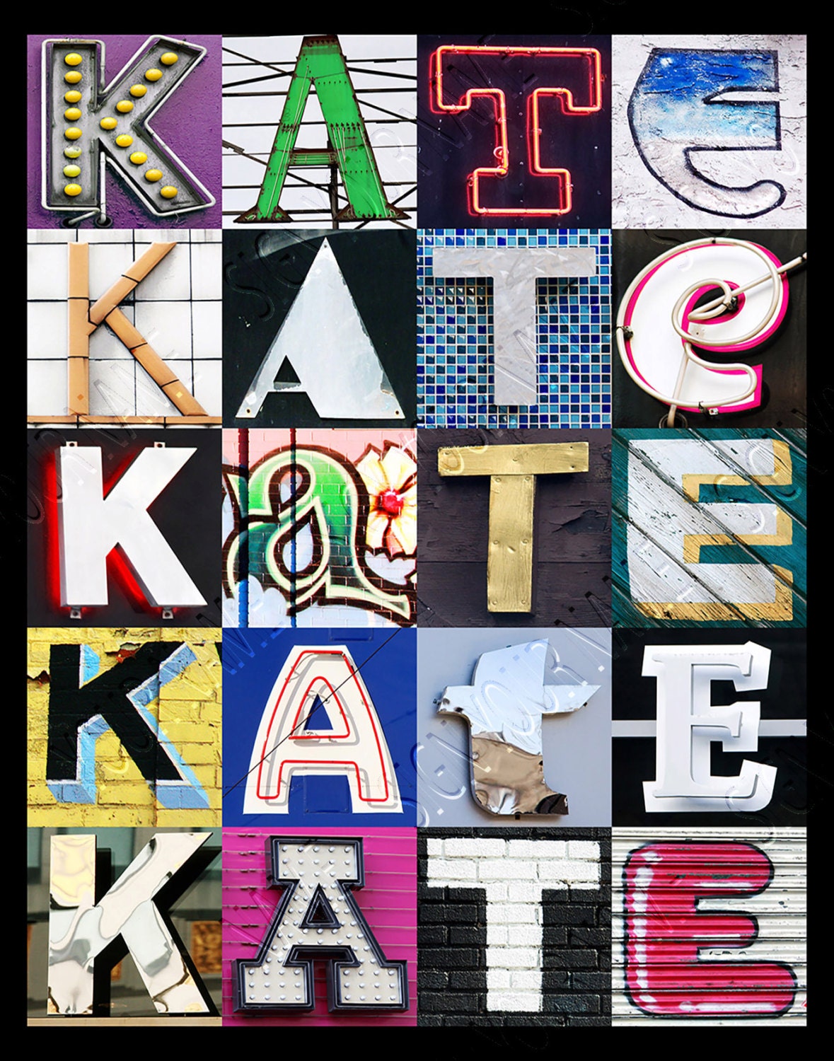 Personalized Poster featuring KATE in photos of alphabet | Etsy