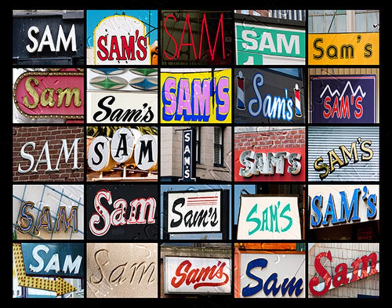 Sam Name Sign SAM Personalized Poster Featuring Photos of Signs; Art Print; Wall ...