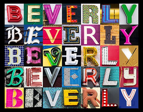BEVERLY Personalized Poster featuring showcased in photos of letters from signs; Typography print; Wall decor; Custom wall art; Name poster