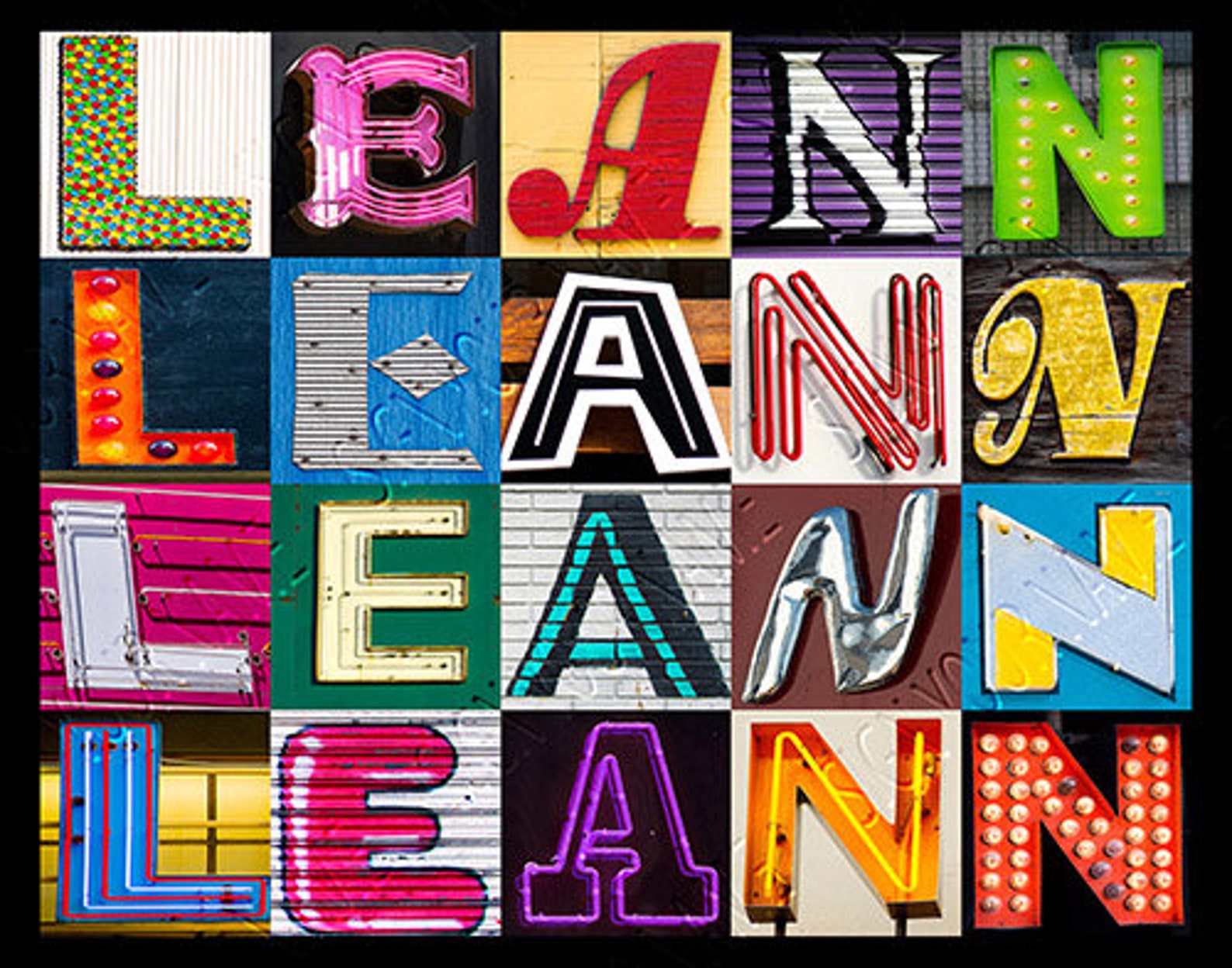 Leann Lettering Drawing Personalized Poster Featuring LEANN Showcased in Photos of Sign Letters ...