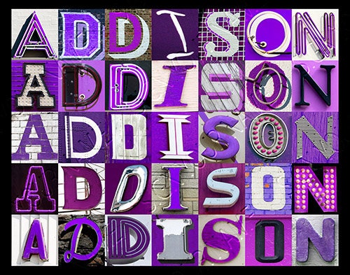 ADDISON Personalized Poster Featuring Photos of Letters From Signs ...