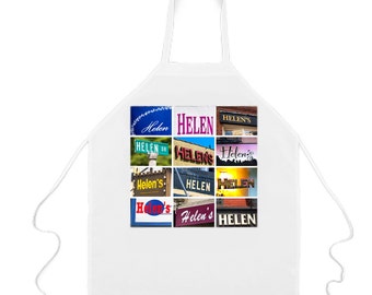 Custom Apron featuring the name HELEN in photos of actual signs; Personalised aprons; Cooking aprons; Kitchen aprons; Chef aprons