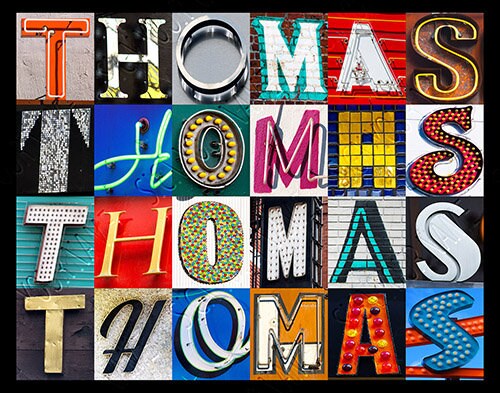 THOMAS Personalized Poster Featuring Photos of Letters From Signs ...