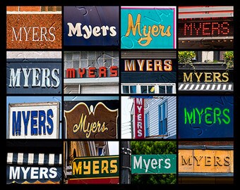 MYERS Personalized Poster featuring photos of actual signs; Art print; Wall decor; Custom wall art; Name poster; Birthday gift