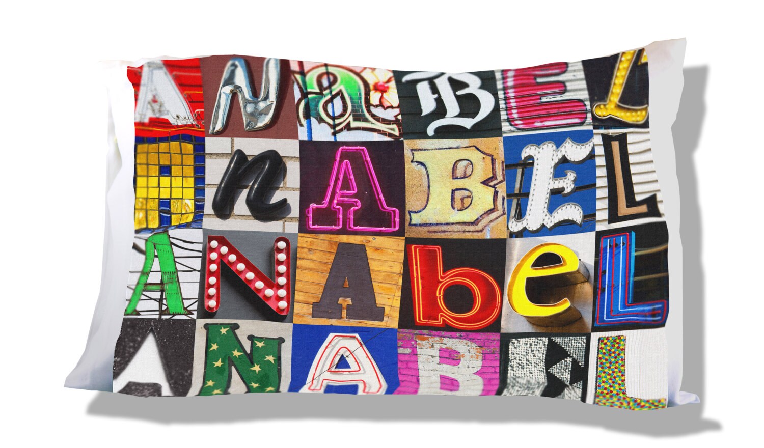 Personalized Pillow Case Featuring ANABEL in Sign Letters; Custom ...