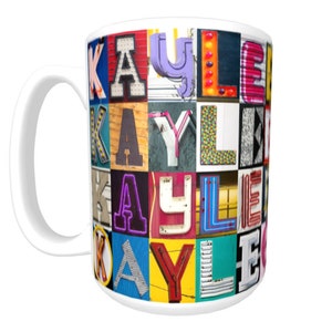 KayLEE Taza de Café Personalizado con el nombre en las fotos de la carta de firma; Taza de cerámica; Taza de café personalizada; Regalo para los amantes del café