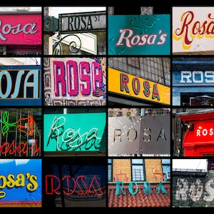 Cartel personalizado con ROSA mostró en fotos de los signos; Impresión del arte; Decoración de la pared; Arte de pared personalizado; Cartel del nombre; Regalo de cumpleaños