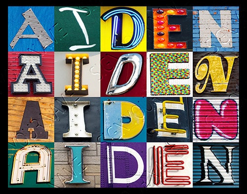 AIDEN or AYDEN Personalized Poster Featuring Photos of Letters From ...