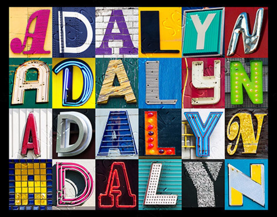ADALYN or ADALYNN Personalized Poster Featuring Photos of Sign Letters ...