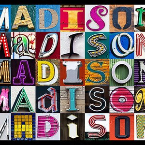 MADISON Personalized Poster featuring photos of letters from signs; Typography print; Wall decor; Custom wall art; Name poster