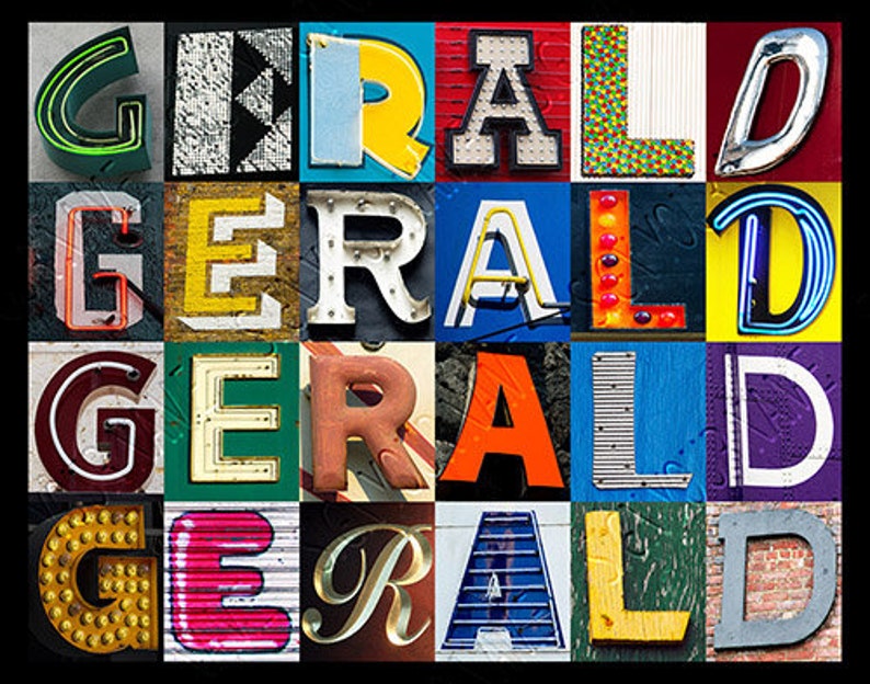 GERALD Personalized Poster Featuring Photos of Letters From Signs ...