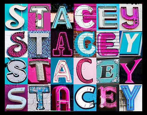 Stacy Letters STACY, STACIE, STACEY or Stacia Personalized Poster Featuring Photos of ...