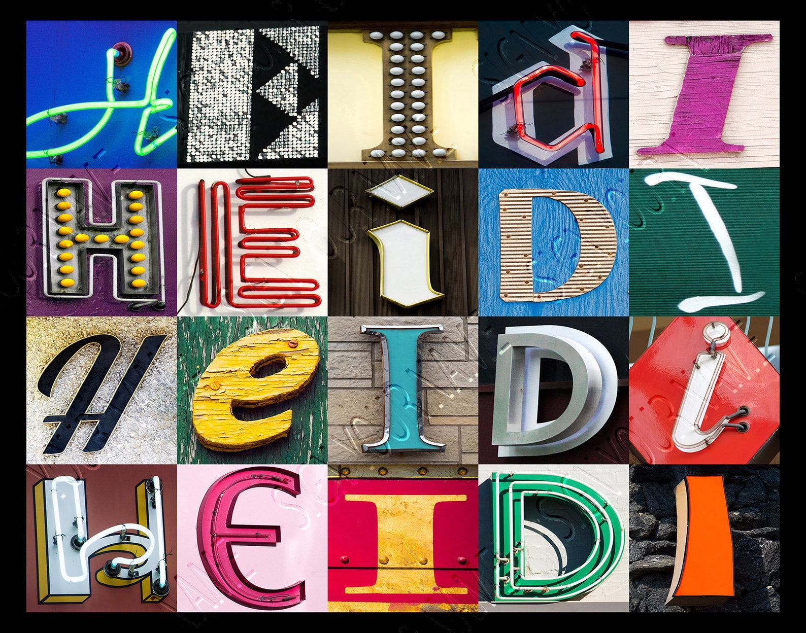 HEIDI Personalized Poster Featuring Photos of Letters From Actual Signs ...