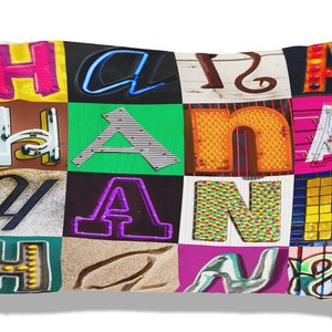 Personalizada de funda de almohada con HANA en cartas de la muestra; Fundas de almohada personalizadas; Decoración del dormitorio adolescente; Funda de almohada fresca; Ropa de cama
