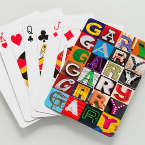 GARY Gepersonaliseerde speelkaarten met de naam in letters van foto's van echte borden; Pak kaarten; Poker; Speel kaart