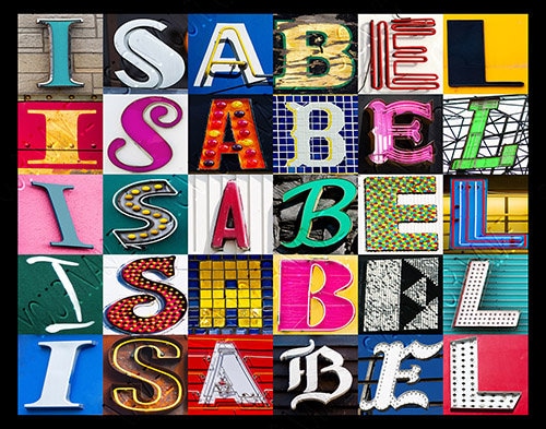 ISABEL or ISABELLE Personalized Poster Featuring Photos of Letters