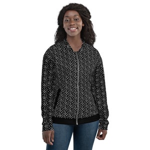 Simply Bubbles Polka Dot Black/White Design - Zip-Up Unisex Bomber Jacket