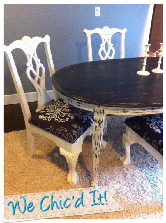 Customize Your Dining Set Shabby Chic Tables With Reupholstered Chairs Examples Of Our Work