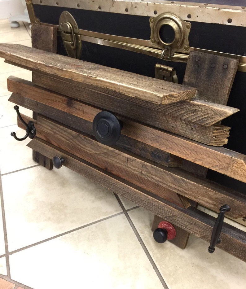 Abstract Pallet/reclaimed Wood Coat Rack With Shelf - Etsy