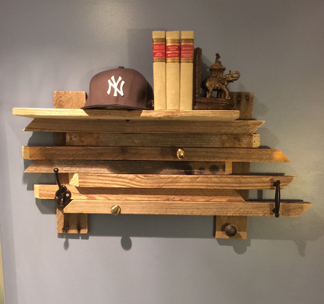 Abstract Pallet/reclaimed Wood Coat Rack With Shelf - Etsy