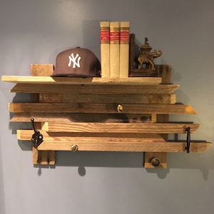 Abstract Pallet/Reclaimed Wood Coat Rack with Shelf