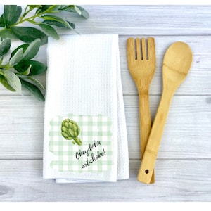 ARTICHOKE TOWEL ~ Funny Kitchen Towel- Artichoke Dish Towel | Suzife Creations