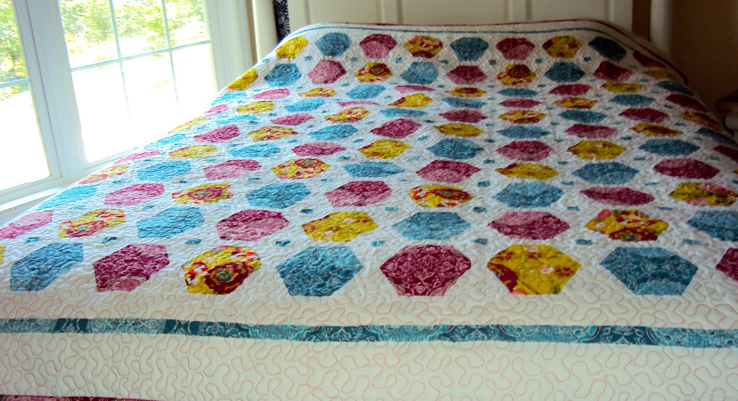 Twin Size Handmade Geometric Quilt Full Size Quilt in Pink Etsy