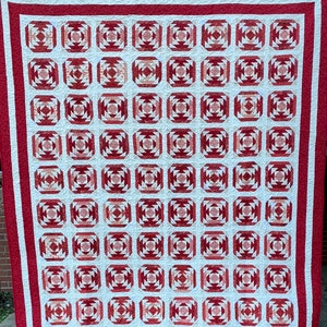 Handmade Christmas Patchwork Traditional Red and White Queen Quilt  |Handmade Patchwork Queen Quilt | Handmade Red and White Christmas Quilt