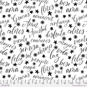 White Script Fabric | 6 pc (white writing pieces) Writing on the Wall | Fat Quarter Bundle by FreeSpirit | Doodle Fabric | Suzife Creations