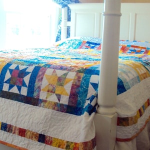 Patchwork Traditional Quilt, Multicolor Queen Quilt 90 by 90 inches