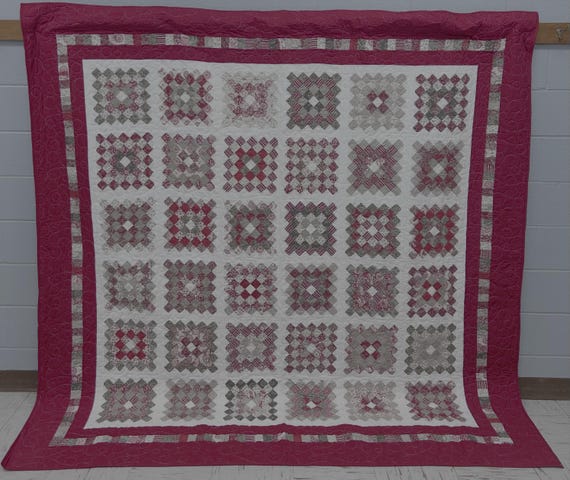 Handmade Christmas Patchwork Quilt | Handmade Traditional Queen Quilt | Red and Cream Traditional Handmade Queen Quilt | Suzife Creations