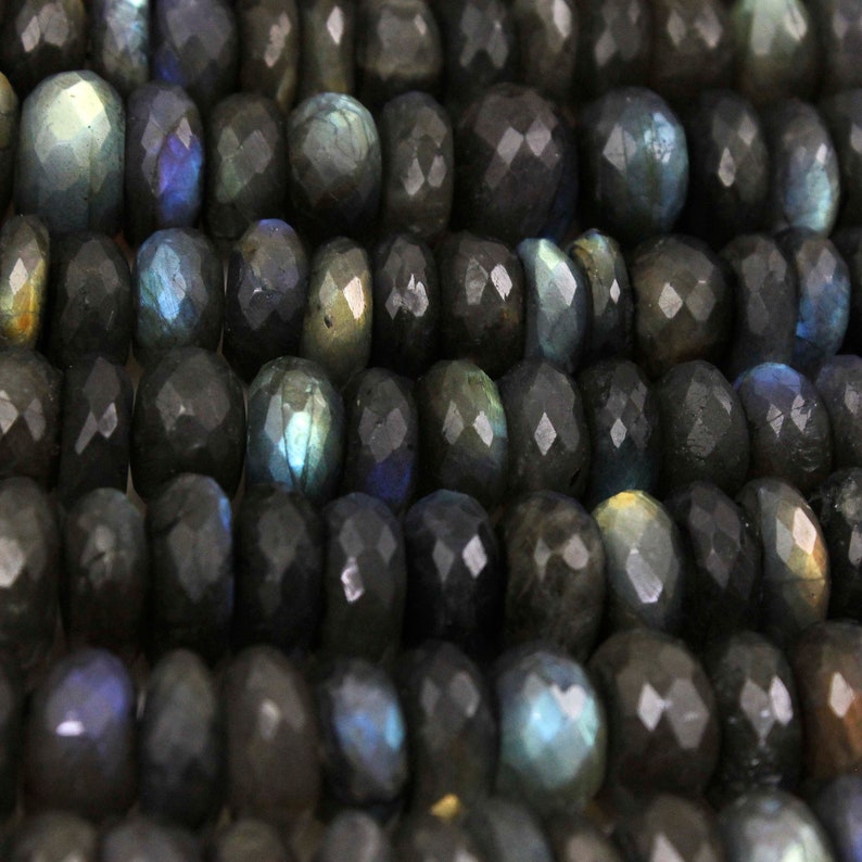Roundel Beads 13mm-18mm 10 Inches  BR2237 1 Strand Labradorite Faceted Rondelles