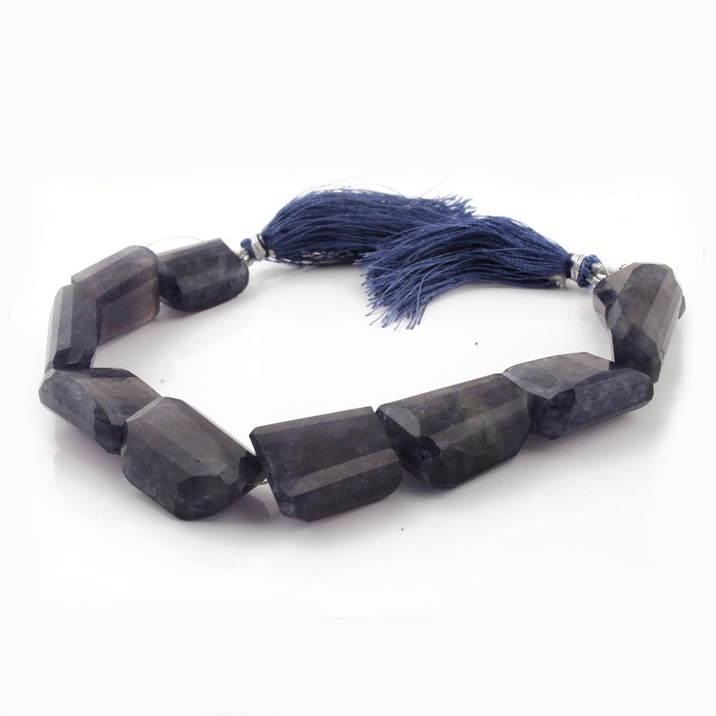 1 Strand Iolite Tumble Beads Faceted Briolettes Center Drill Tumble Beads 19mmx17mm-25mmx16mm 8 Inch BR3687